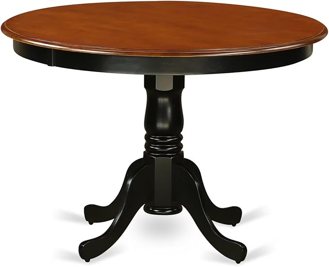 East West Furniture HLAV3-BCH-W 3 Piece Kitchen Table & Chairs Set Contains a Round Dining Table with Pedestal and 2 Dining Room Chairs, 42x42 Inch, Black & Cherry