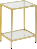Modern 2-Tier Tempered Glass End Table - Stylish Black Metal Side Table for Small Spaces, Perfect for Living Room & Bedroom (Gold, 1PCS)