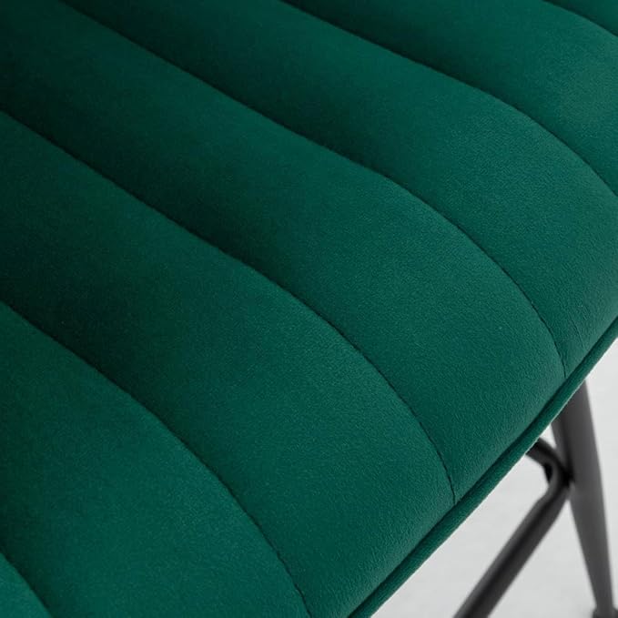 24 Inches Velvet Upholstered Island Stools, Bartools Set of 2, Fabric Counter Stools with Back, Counter Height Bar Chairs with Black Legs for Home Kitchen Island, Green.