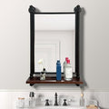 Industrial Pipe Mirror Wood Shelves,Bedroom Mirror with Shelf,Rectangle Iron Wall Mirrors for Living Room Bedroom(29.5x19.68)