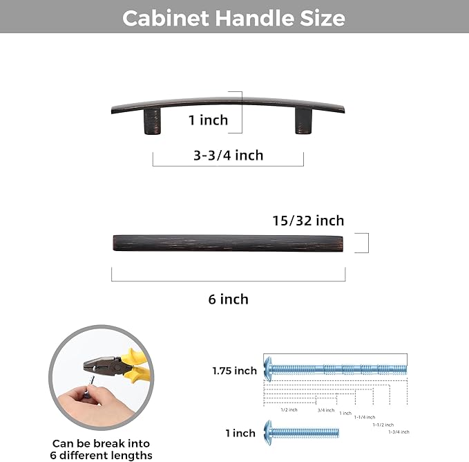 25 Pack Cabinet Handles 3.75" Hole Center - Curved Cabinet Pulls Oil Rubbed Bronze Drawer Pulls for Kitchen Cupboard Solid Hardware for Dresser Drawer Arch Hardware