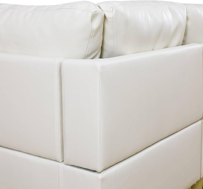 Sectional Couch with Ottoman Storage, L Shaped Sofa Furniture Sets, Modern Modular Comfy Sofa for Living Room Bedroom, White