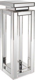 Howard Elliott Large Silver Mirrored Pedestal Accent Table for Home Decoration, Mirrored Finish Design End Table for Bedroom, Entryway or for Any Room, 12 x 12 x 36 inches