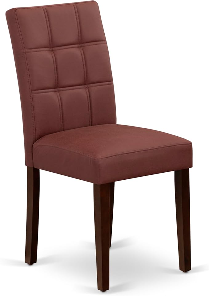 East West Furniture DOAS9-MAH-26 9 Piece Kitchen Table Set Consists A Dinning Table and 8 Burgundy Polyester Fabric Parson Dining Chairs, Mahogany