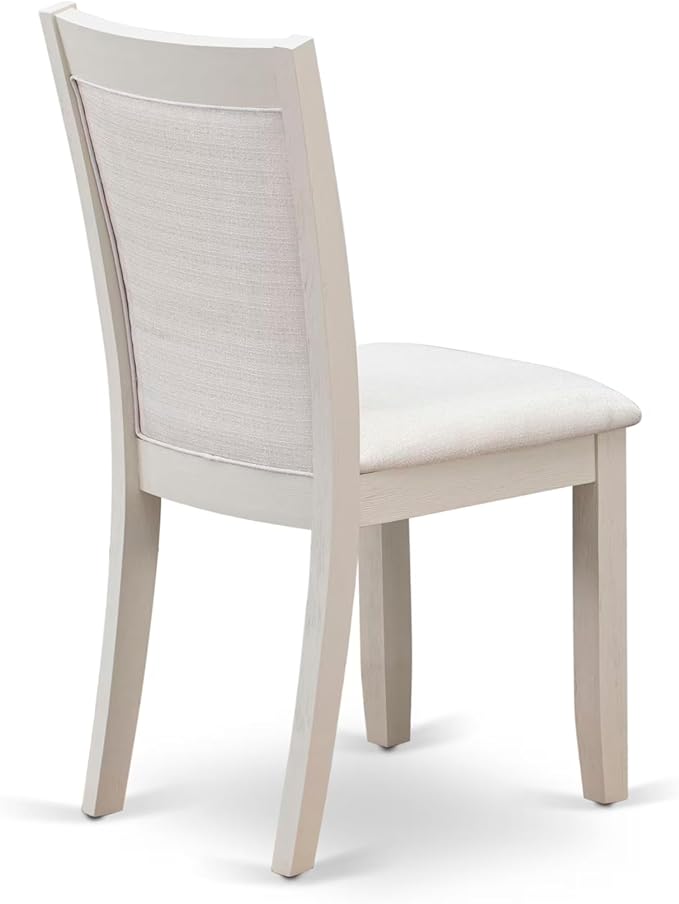 East West Furniture V027MZ001-5 5 Piece Dining Room Furniture Set Includes a Rectangle Dining Table with V-Legs and 4 Cream Linen Fabric Parsons Chairs, 40x72 Inch, Multi-Color