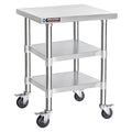 DuraSteel Stainless Steel Work Table 24" x 24" x 34" Height w/ 4 Caster Wheels - Food Prep Commercial Grade Worktable - NSF Certified - Good for Restaurant, Business, Warehouse, Home, Kitchen, Garage