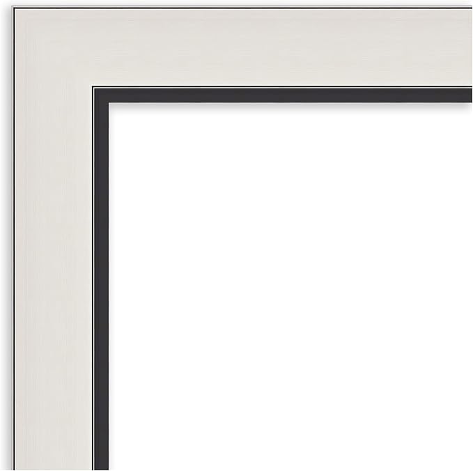 Amanti Art Silver Bathroom Mirror for Over Sink, 26x22 Ellie Silver Black Rectangle Vanity Mirror, Small Modern Contemporary Frame, Hangs Horizonally and Vertically, Bathroom Wall Decor, Beveled Edge