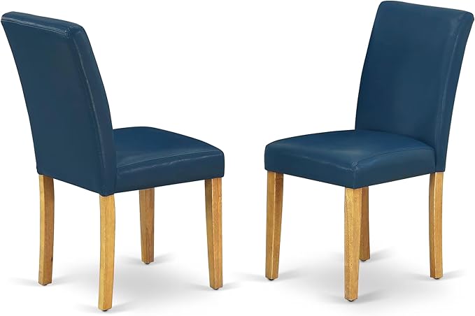 East West Furniture CAAB7-OAK-55 7 Piece Dining Table Set Consist of a Rectangle Dining Room Table and 6 Oasis Blue Faux Leather Upholstered Parson Chairs, 36x60 Inch, Oak