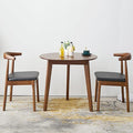 24" Round 3 Legs Casual Dining Table, Walnut Brown Rubberwood Coffee Table End Table Modern Leisure Table Small Dining Room Kitchen Furniture for Small Space