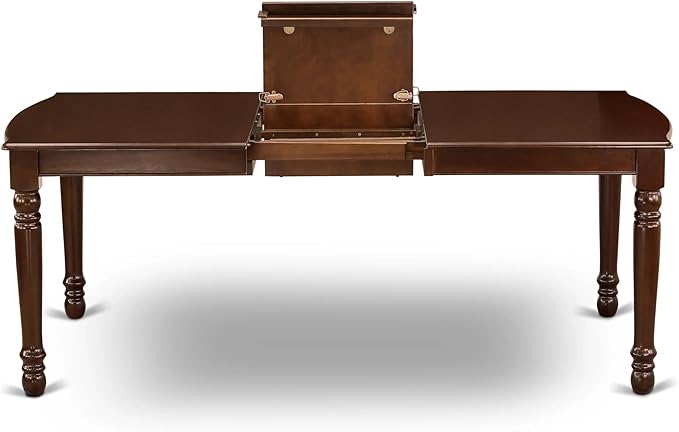East West Furniture DODA5-MAH-29 5 Piece Kitchen Table Set Includes a Rectangle Dining Table with Butterfly Leaf and 4 Polyester Fabric Padded Chairs, 42x78 Inch, Mahogany