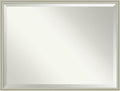 Amanti Art Silver Bathroom Mirror for Over Sink, 32x42 Florence Silver Rectangle Vanity Mirror, X-Large Casual Frame, Hangs Horizonally and Vertically, Bathroom Wall Decor, Beveled Edge from WI, USA