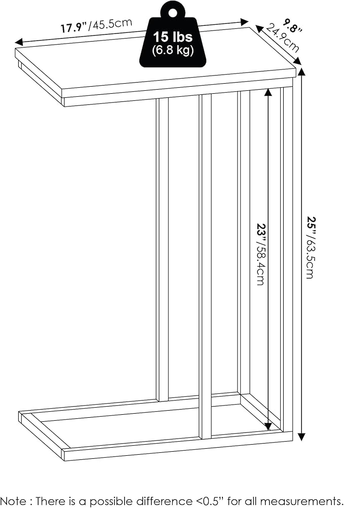 Furinno Camnus Modern Living Sofa Side Table, Americano, Set of 2