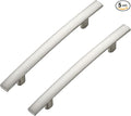 5 Pack Cabinet Handles 4" Hole Center - Curved Cabinet Pulls Brushed Nickel Drawer Pulls for Kitchen Cupboard Solid Hardware for Dresser Drawer Arch Hardware