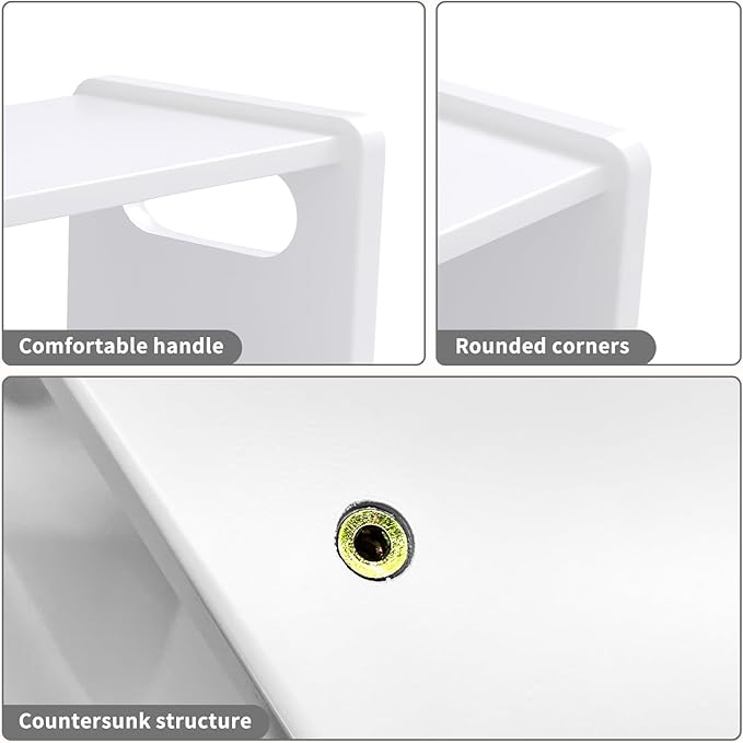Wooden Step Stool,Two Stepping Stool for Kids/Adults,Supports 300 lbs Toddler Foot Stool,Toilet/Kitchen/Bed Step Stool,White 1 Pack