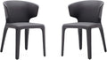 Manhattan Comfort Conrad Mid Century Modern Dining Chairs Woven Tweed Upholstered Kitchen Furniture with Contoured Back, Foam Padding & Metal Legs, Set of 2, Grey