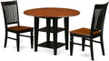 East West Furniture SUWE3-BCH-W 3 Piece Dining Room Furniture Set Contains a Round Kitchen Table with Dropleaf & Shelves and 2 Dining Chairs, 42x42 Inch, Black & Cherry