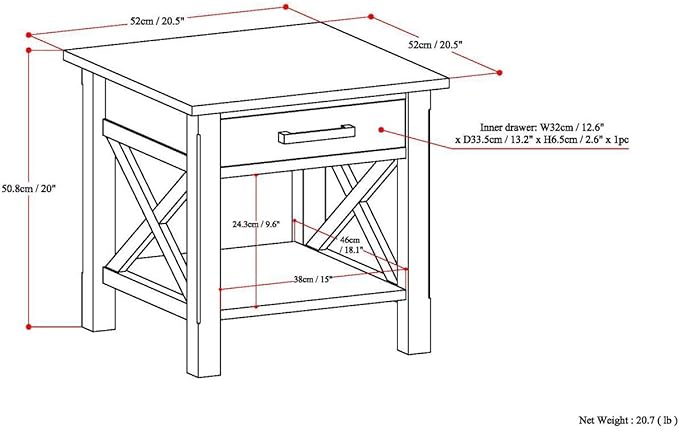 SIMPLIHOME Kitchener SOLID WOOD 21 inch Wide Square Contemporary End Side Table in Hickory Brown for the Living Room and Bedroom