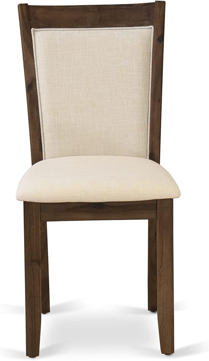 East West Furniture X777MZN32-6 6 Piece Dining Table Set Contains a Rectangle Kitchen Table with X-Legs and 4 Light Beige Linen Fabric Parson Chairs with a Bench, 40x72 Inch, Multi-Color