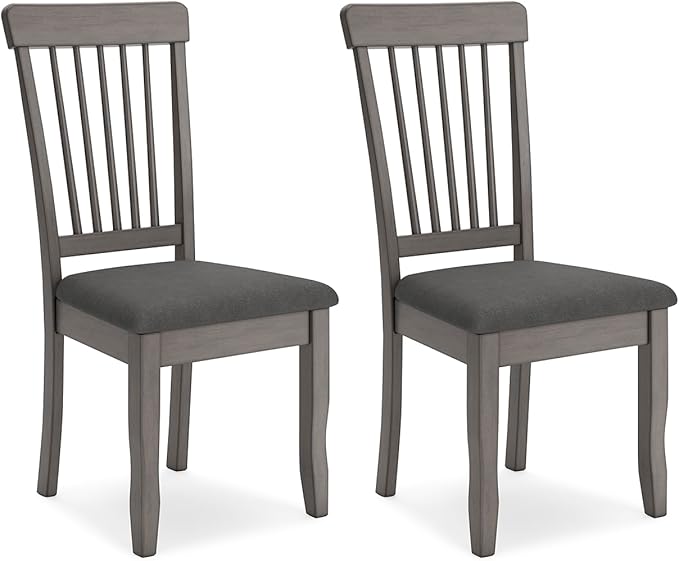 Signature Design by Ashley Shullden Casual Dining Room Side Chair with Spindle Back, 2 Count, Gray