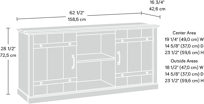 Sauder Misc Entertainment Farmhouse TV Stand, for TVs up to 70", Raven Oak Finish