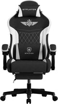 GTPLAYER Gaming Chair, Video Game Chairs with Footrest and Lumbar Support, Computer Chair for Adults with Extended Backrest, Ergonomic Reclining Silla Gamer, Fabric, Black