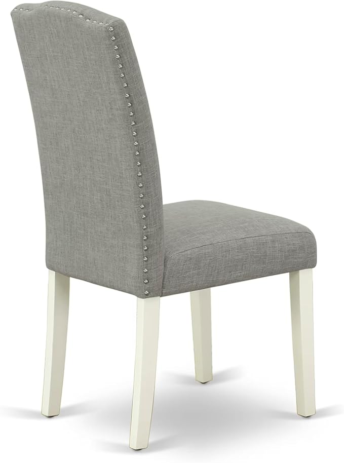East West Furniture V027EN206-6 6 Piece Kitchen Table Set Contains a Rectangle Dining Table with V-Legs and 4 Dark Shitake Linen Fabric Parson Chairs with a Bench, 40x72 Inch, Multi-Color