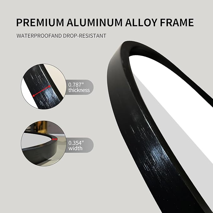 LAIYA 33x20inch Oval Wall Bathroom Mirror with Black Aluminum Frame,Wall Mounted Oval Vanity Mirrors， Explosion-Proof Glass, Waterproof Design, Easy Installation，Horizontally/Vertically