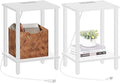 TUTOTAK End Table with Charging Station, Set of 2, Small Side Table with Outlets, Nightstand Bedside Table, 2-Tier Storage Shelf for Small Space, Living Room, Bedroom White TB01BW041