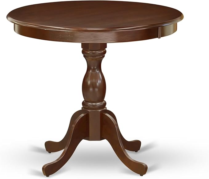 East West Furniture AMIP3-MAH-W 3 Piece Dining Table Set for Small Spaces Contains a Round Kitchen Table with Pedestal and 2 Kitchen Dining Chairs, 36x36 Inch, Mahogany