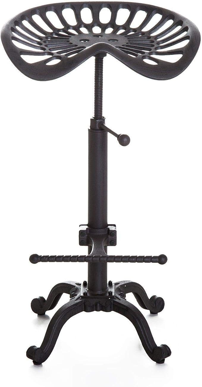 LOKKHAN Tractor Seat Bar Stool-Rustic Industrial Bar Stool-Farmhouse Cast Iron Swivel Stool-Counter Height Adjustable-Extra Tall Pub Height-24-31 inch (Matte Rust)