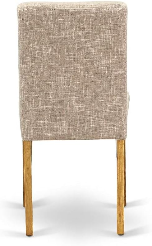 East West Furniture CAAB7-OAK-04 7 Piece Modern Dining Table Set Consist of a Rectangle Wooden Table and 6 Light Tan Linen Fabric Upholstered Chairs, 36x60 Inch, Oak