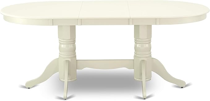 East West Furniture VABO7-LWH-W 7 Piece Dining Set Consist of an Oval Dining Room Table with Butterfly Leaf and 6 Wood Seat Chairs, 40x76 Inch, Linen White