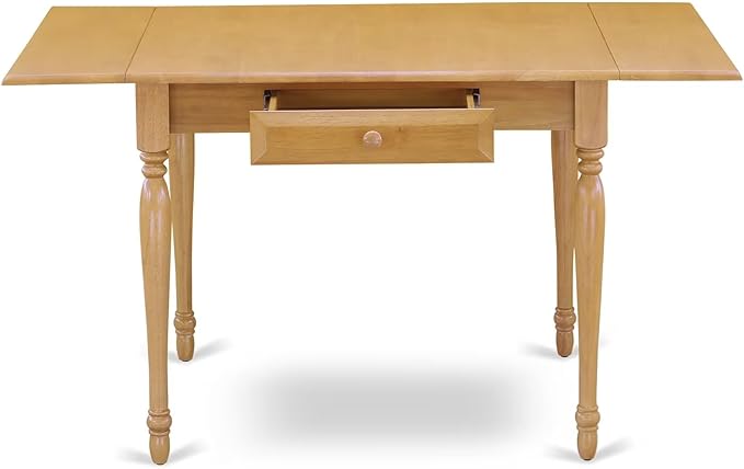 East West Furniture MZAV3-OAK-W 3 Piece Dining Room Table Set Contains a Rectangle Kitchen Table with Dropleaf and 2 Dining Chairs, 36x54 Inch, Oak