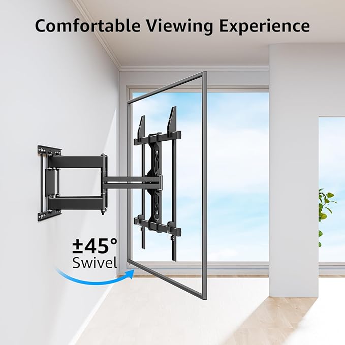 MOUNTUP Heavy Duty Full Motion TV Wall Mount for 50-110 inch Large TVs, Holds 250 lbs, 1.65" Slim TV Bracket with Extension, Swivel & Tilt, Preassembled, Max VESA 800x600mm, Fits 12-24" Studs, MU0096