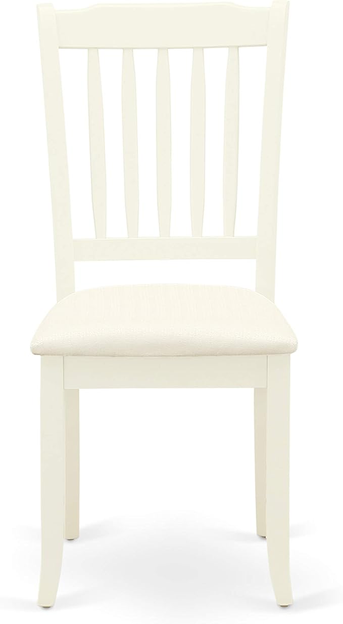 East West Furniture DODA5-LWH-C 5 Piece Modern Dining Table Set Includes a Rectangle Wooden Table with Butterfly Leaf and 4 Linen Fabric Dining Room Chairs, 42x78 Inch, Linen White