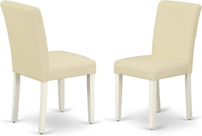 East West Furniture V097AB264-6 6 Piece Dining Table Set Contains a Rectangle Dining Room Table with V-Legs and 4 White Faux Leather Upholstered Chairs with a Bench, 40x72 Inch, Multi-Color