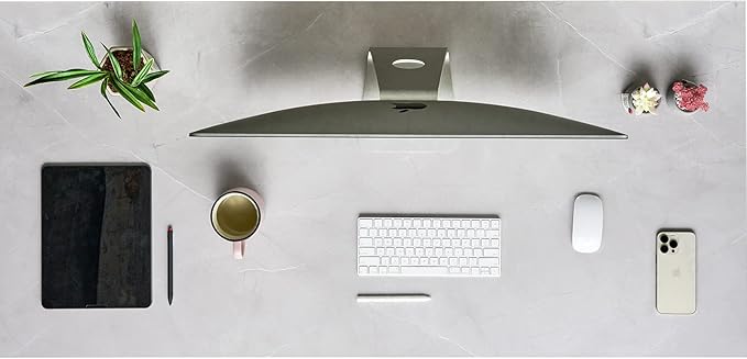 Kaboon Universal Tabletop 55"x27.5", Solid One-Piece Melamine Table Top, Double Desk L-Desk DIY, Home and Office Countertop, White Rock
