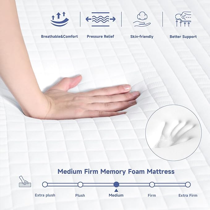 SDHYL King Mattress, 12 Inch Gel Infused Memory Foam Mattress for Good Sleep, Bed in a Box Mid Firm CertiPUR-US Certified & Fiberglass Free, Washable Cover, 80"*76"