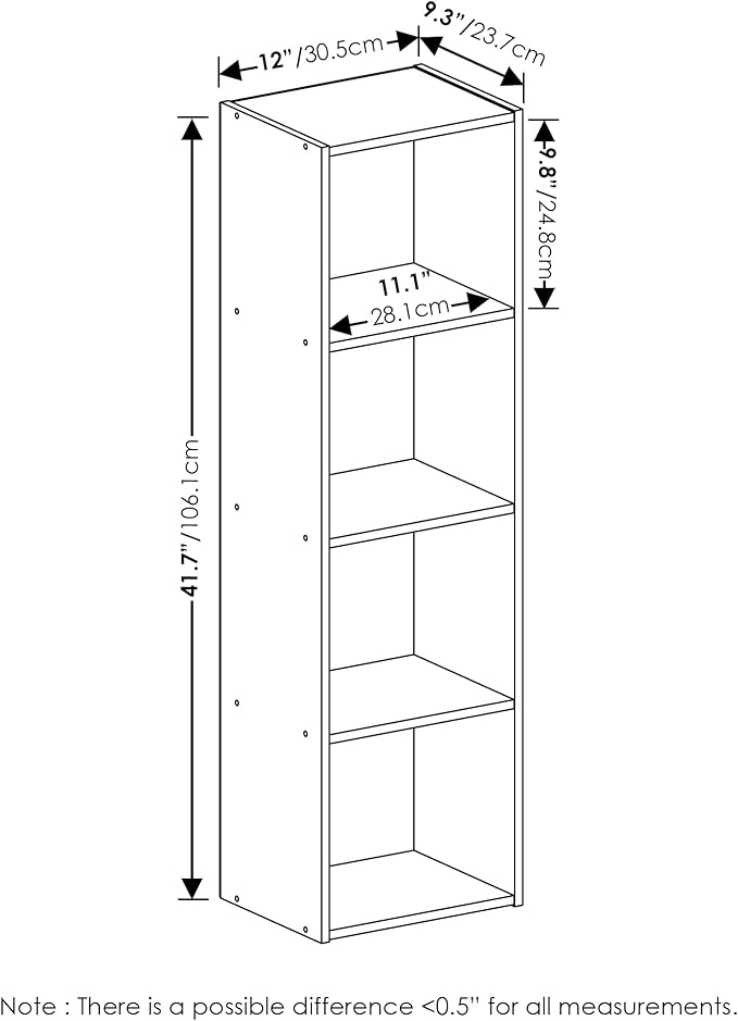 Furinno Luder Bookcase / Book / Storage, 4-Tier Cube, Light Blue/White