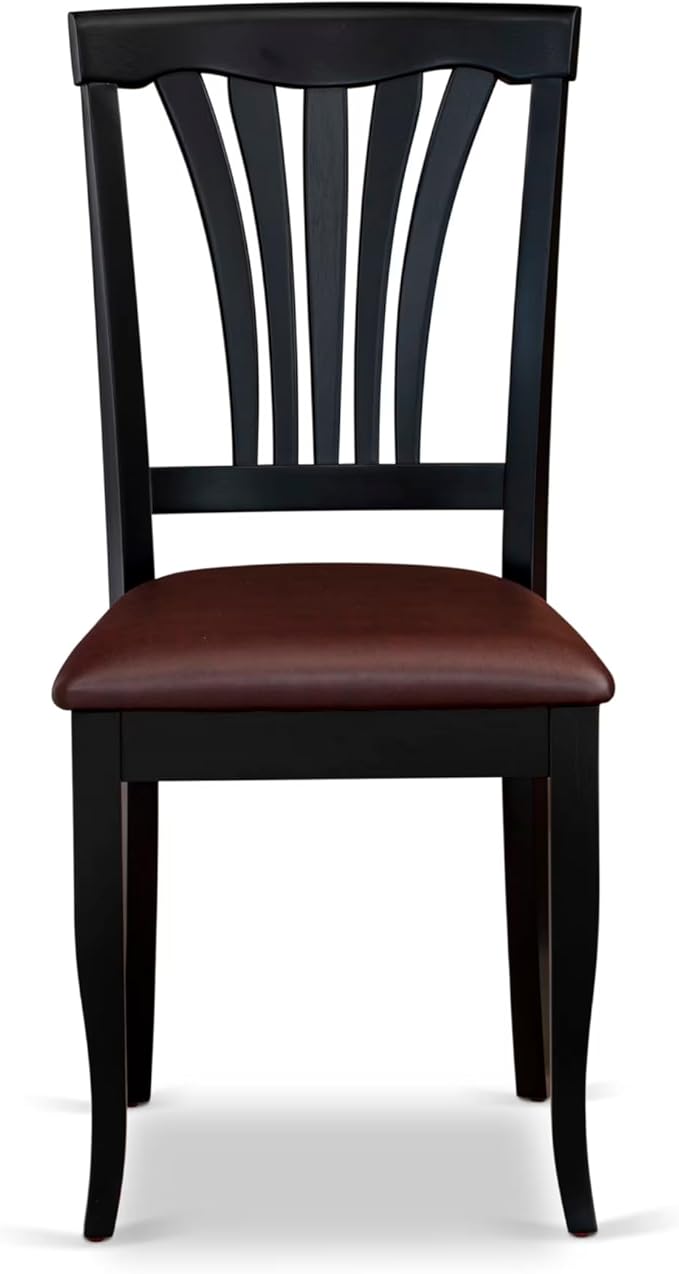 East West Furniture PLAV9-BCH-LC 9 Piece Dining Room Table Set Includes an Oval Kitchen Table with Butterfly Leaf and 8 Faux Leather Upholstered Dining Chairs, 42x78 Inch, Black & Cherry
