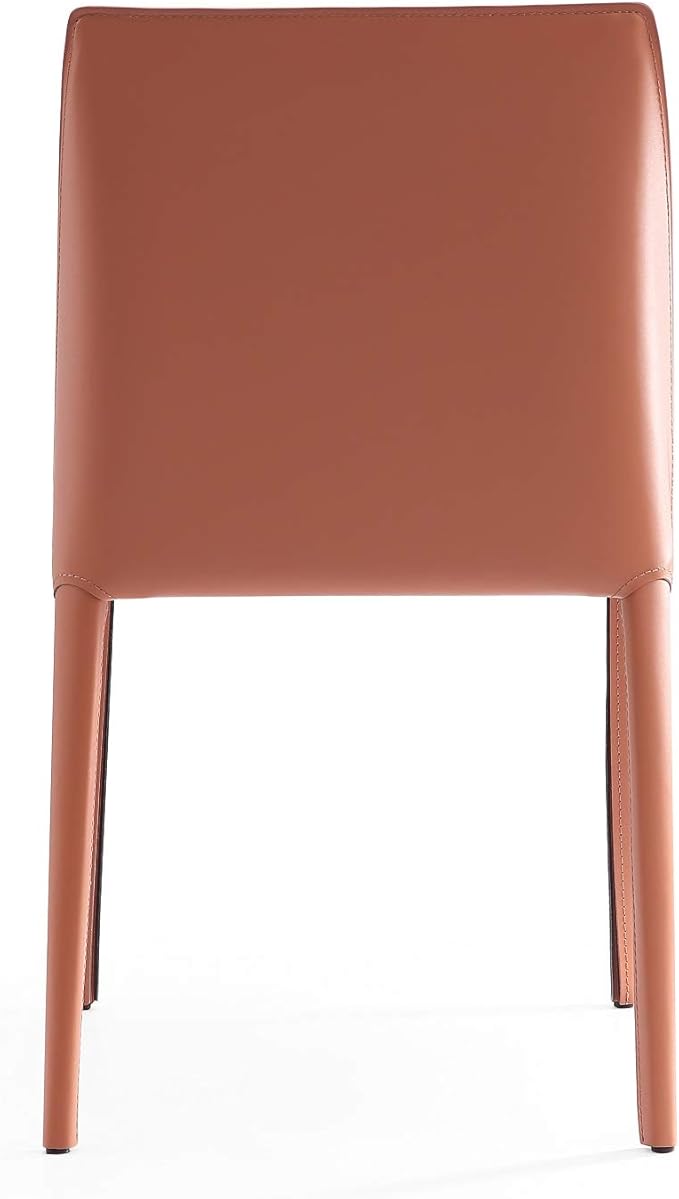 Manhattan Comfort Paris 8-Piece Leather Dining Chair and Armchair Set, Upholstered in Luxurious Saddle Material, Metal Frame, Ideal for Industrial and Coastal Homes, No Assembly, Clay