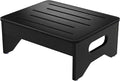 Wooden Step Stool for Adults & Kids, Non-Slip Rubber Feet, 6.5 Inch High, Lightweight Small Step, 400 Lbs Capacity, Bed Step Stool for High Bed, Bathroom & Kitchen, Black