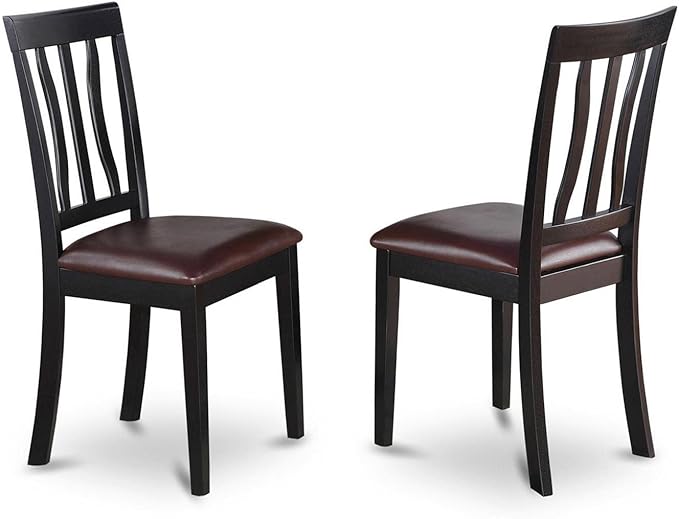 East West Furniture SUAN3-BCH-LC 3 Piece Dining Room Furniture Set Contains a Round Dining Table with Dropleaf & Shelves and 2 Faux Leather Upholstered Chairs, 42x42 Inch, Black & Cherry