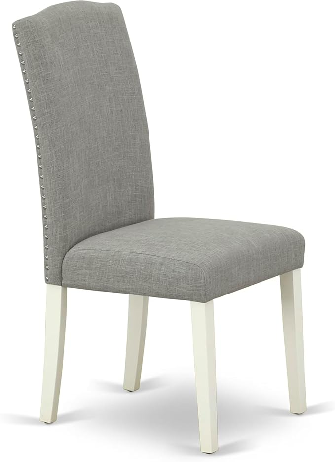 East West Furniture V077EN206-6 6 Piece Dinette Set Contains a Rectangle Dining Table with V-Legs and 4 Dark Shitake Linen Fabric Parson Chairs with a Bench, 40x72 Inch, Multi-Color