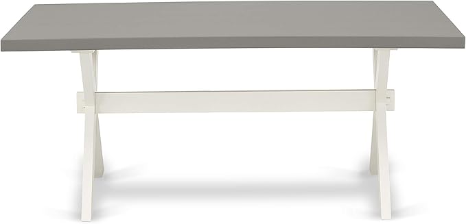 East West Furniture X097EN206-7 7 Piece Dining Room Table Set Consist of a Rectangle Kitchen Table with X-Legs and 6 Dark Shitake Linen Fabric Parson Dining Chairs, 40x72 Inch, Multi-Color