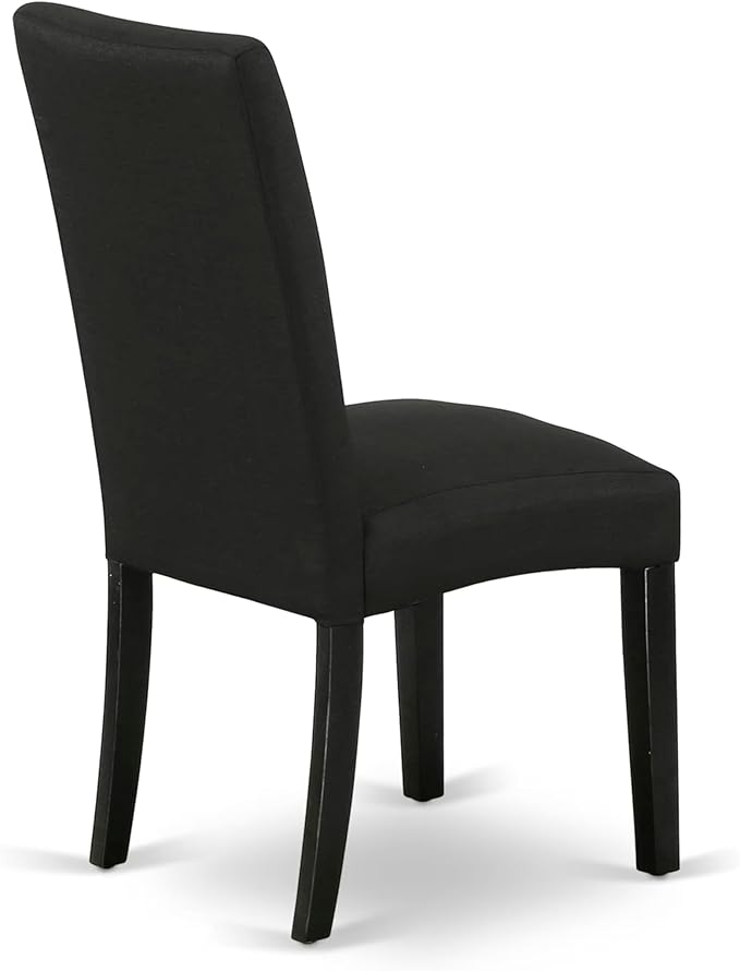 East West Furniture V697DR124-9 9 Piece Dining Table Set Includes a Rectangle Dining Room Table with V-Legs and 8 Black Color Linen Fabric Upholstered Chairs, 40x72 Inch, Multi-Color