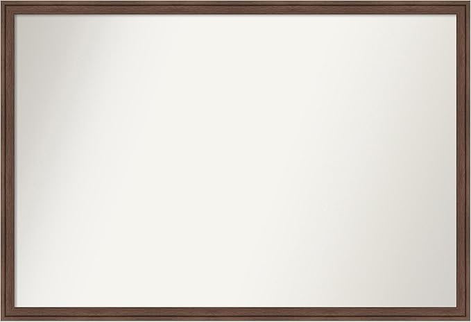 Amanti Art Brown Bathroom Mirror for Over Sink, 26x38 Florence Light Brown Rectangle Vanity Mirror, Large Casual Frame, Hangs Horizonally and Vertically, Bathroom Wall Decor, Non-Beveled Edge