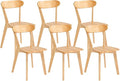 DELAVIN Soild Wood Dining Chairs Set of 6, Mid Century Oak Wood Kitchen Chairs, Vintage Dining Room Chairs Set Suitable for Kitchen, Natural