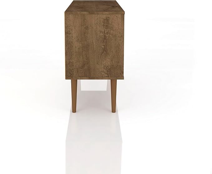 Manhattan Comfort Liberty Mid Century Modern TV Stand for Televisions up to 46 Inches, Bedroom and Living Room Entertainment Center with Storage, Shelves, and Cabinet, 43" Wide, Rustic Brown/White