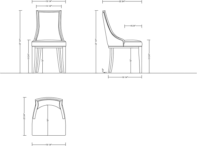 Manhattan Comfort Grand Avenue Faux Leather Dining Chairs, Parsons Accent Furniture with Padded Wingback Seat and Solid Beech Wood Frame, Set of 4, Light Grey